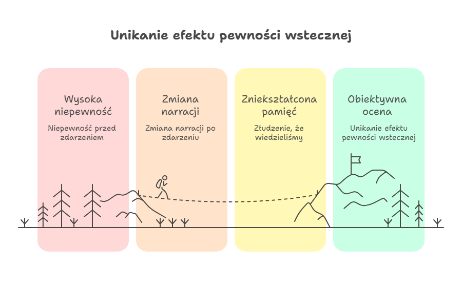unikanie efektu pewności wstecznej - infografika booknotes.pl