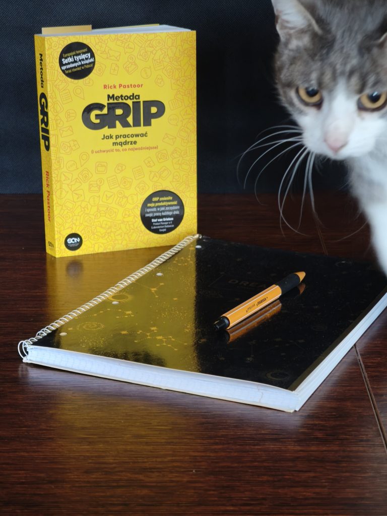 Metoda GRIP, okładka książki i kot Kinia, booknotes.pl